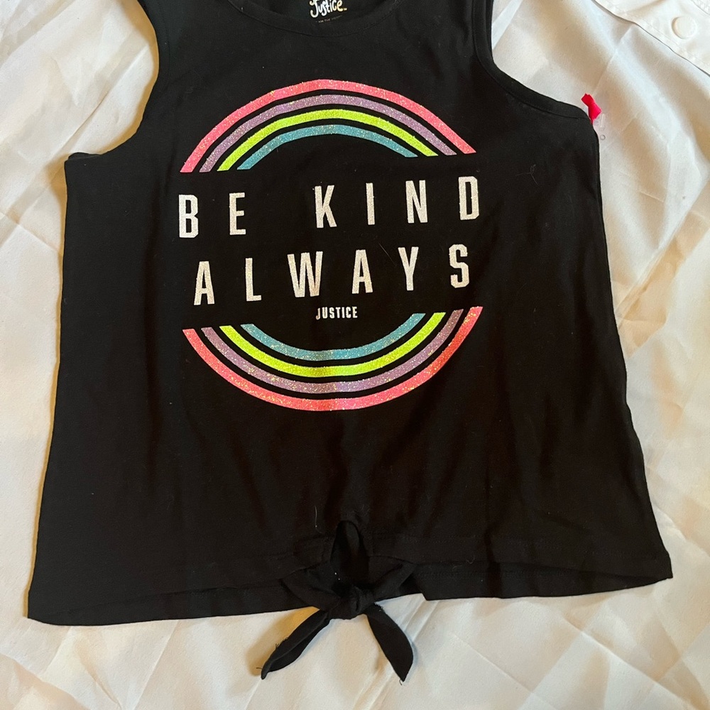 Justice Black Tank Top with Rainbow Design